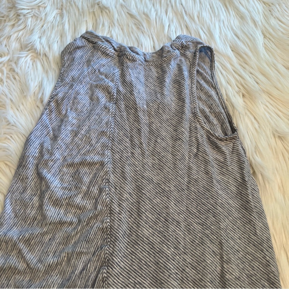 Sigrid Olsen V-Neck Linen Tank Top White Blue Stripes - Picture 8 of 10